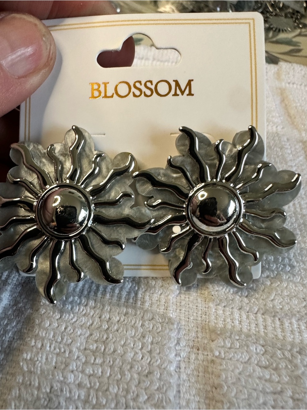 Blossom Silver Sunburst Statement Earrings - Polished Silver